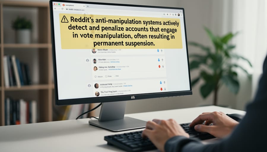 Laptop screen showing Reddit account suspension warning message