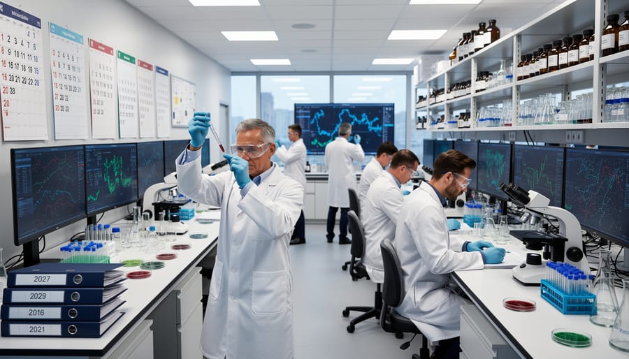 Scientist holding petri dish with molecular compounds in laboratory setting