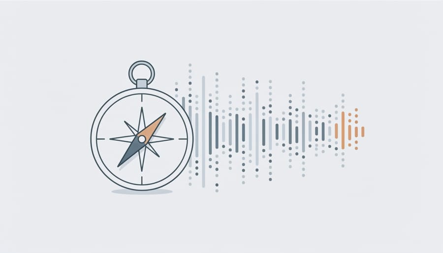Compass needle fluctuating between directions representing data drift concept