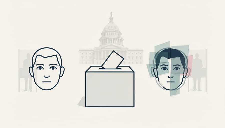 Conceptual split portrait showing contrasting representations of same person illustrating digital manipulation