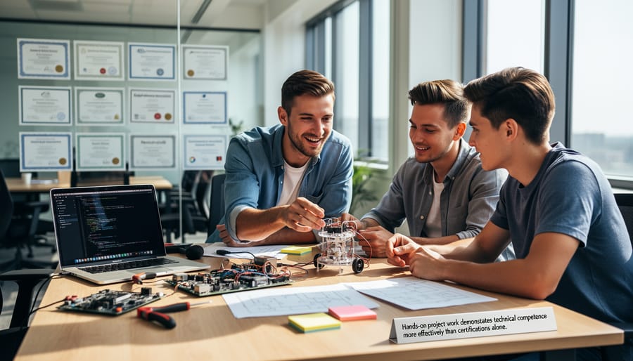 Developer hands typing on keyboard with multiple coding monitors in background