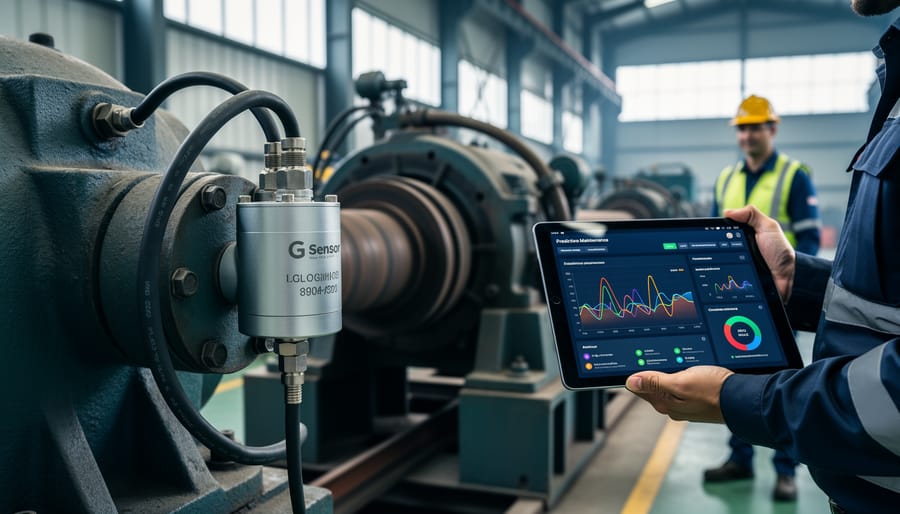 Industrial machinery with motion sensors for predictive maintenance monitoring