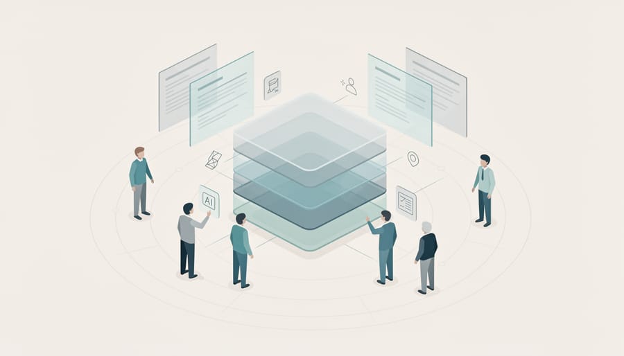 Open glass door to bright modern office representing transparency in AI development