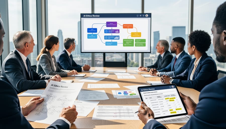Hands reviewing detailed documentation binder representing AI explainability standards
