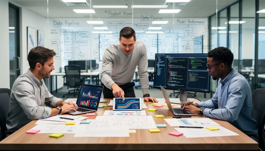 Diverse team of professionals collaborating in modern office meeting