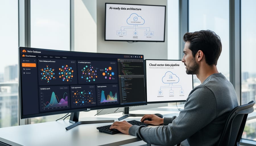 Modern cloud data center server infrastructure with organized equipment