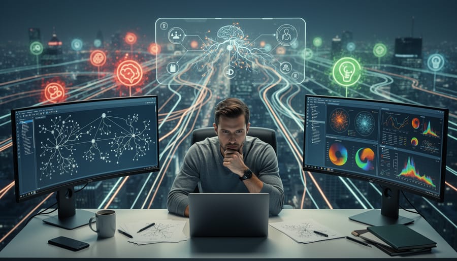 Investigation board with connecting strings showing analytical problem-solving approach