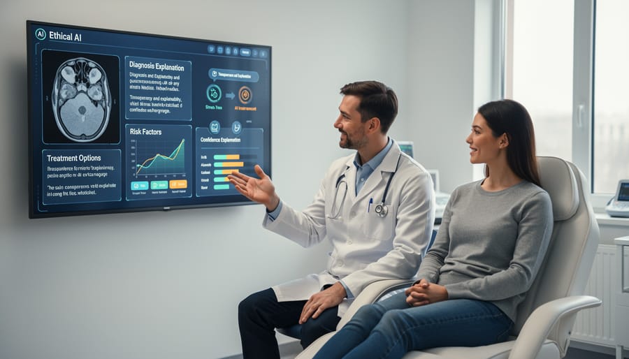 Doctor and patient collaboratively reviewing medical information together