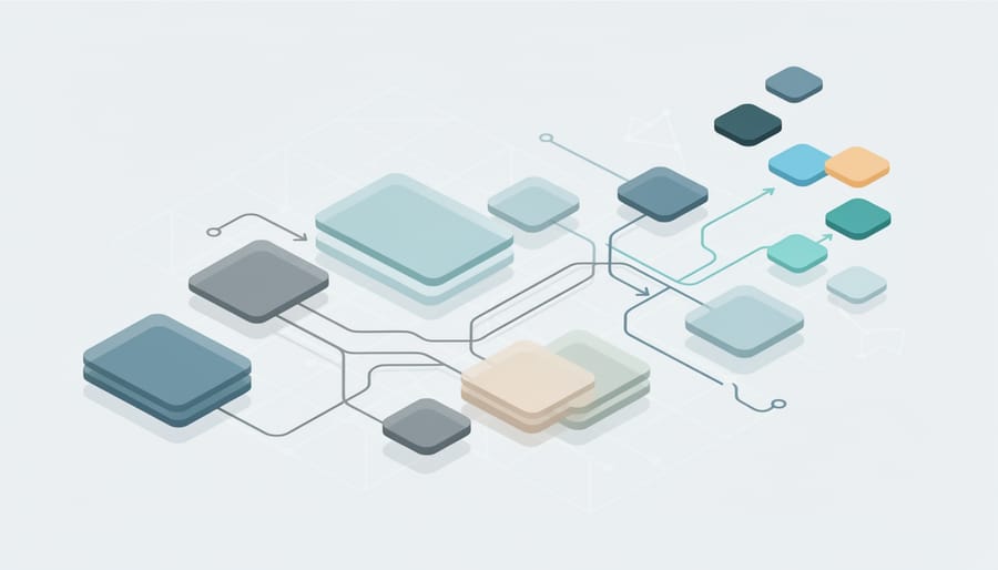 Person using tablet with visual representation of connected AI ecosystem network