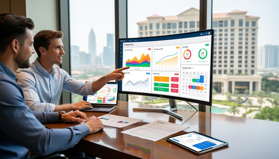 Hotel guest checking in at modern reception desk