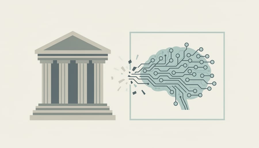 Legal gavel and law books beside modern technology representing challenges in AI liability law