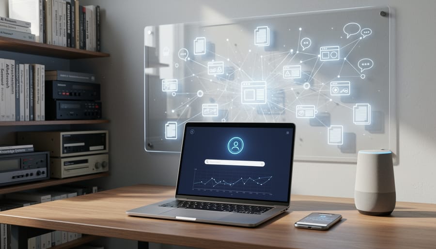 People using smartphones and devices with AI-powered applications in everyday setting