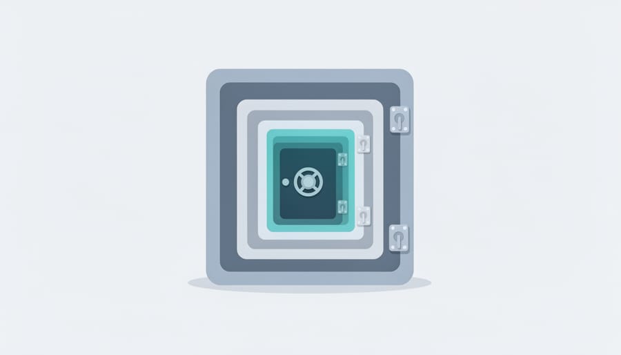 Nested vault doors illustrating layered security architecture